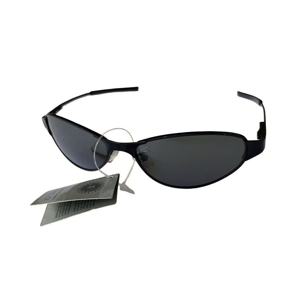 Y2K‎ Slim Oval Sunglasses Brown Tortoise Metal Frame Wraparound NOS UV400 Retro